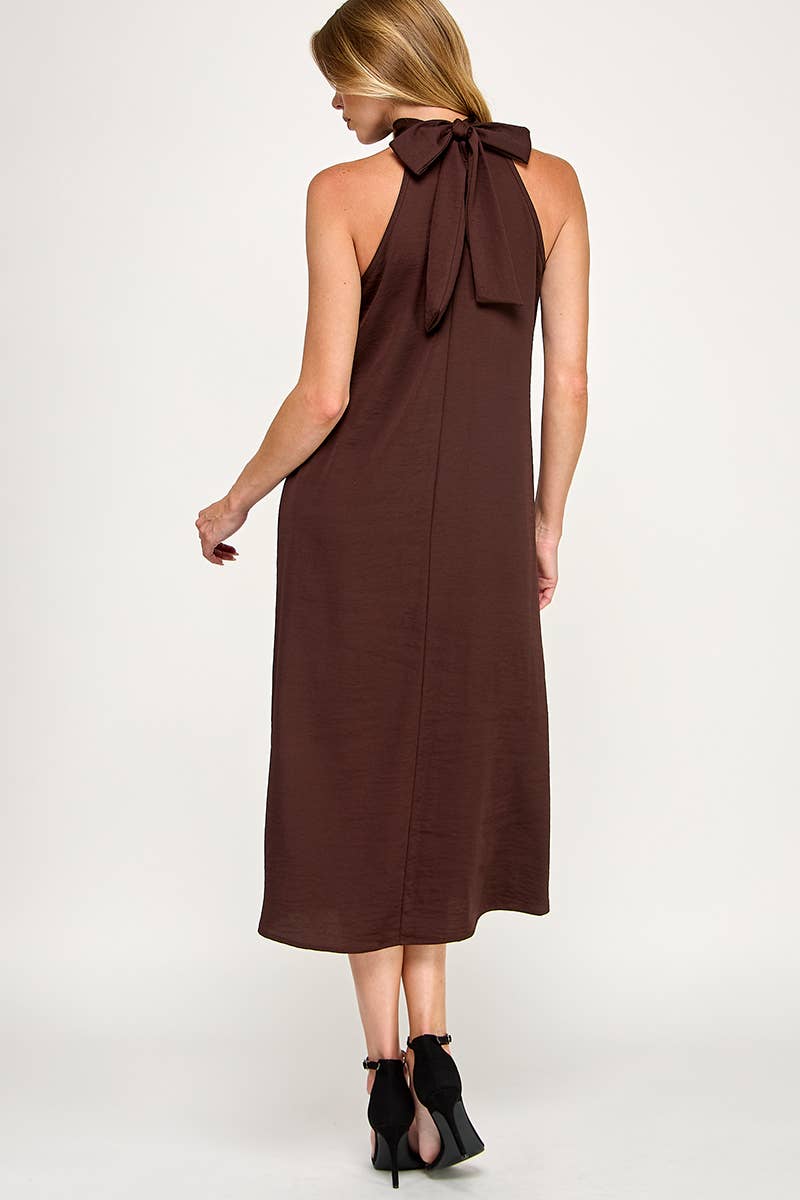 Peace Love Line - Vendita all'ingrosso Vestito - Donna - PL9156 - ABITO MIDI HALTER IN TESSUTO SOLIDO17