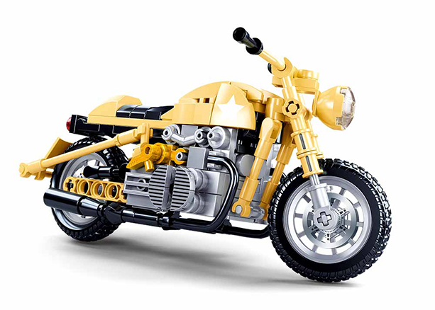 Texas Toy Distribution - Wholesale Building Set - Kids - Yellow Motorcycle Building Brick Kit (223 pcs)1