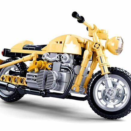 Texas Toy Distribution - Wholesale Building Set - Kids - Yellow Motorcycle Building Brick Kit (223 pcs)1