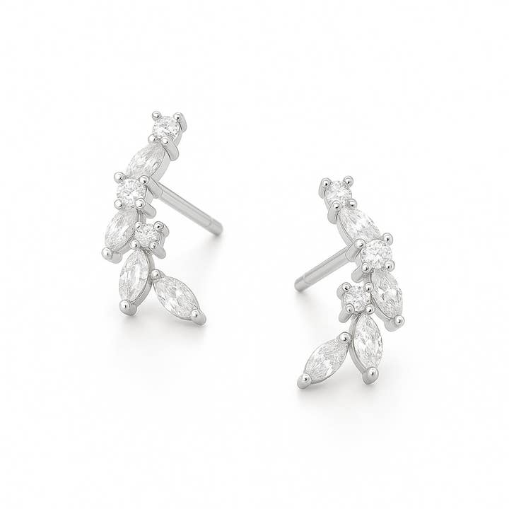 Dainty Leaf Climber Earrings for wholesale by TOMM Jewellery