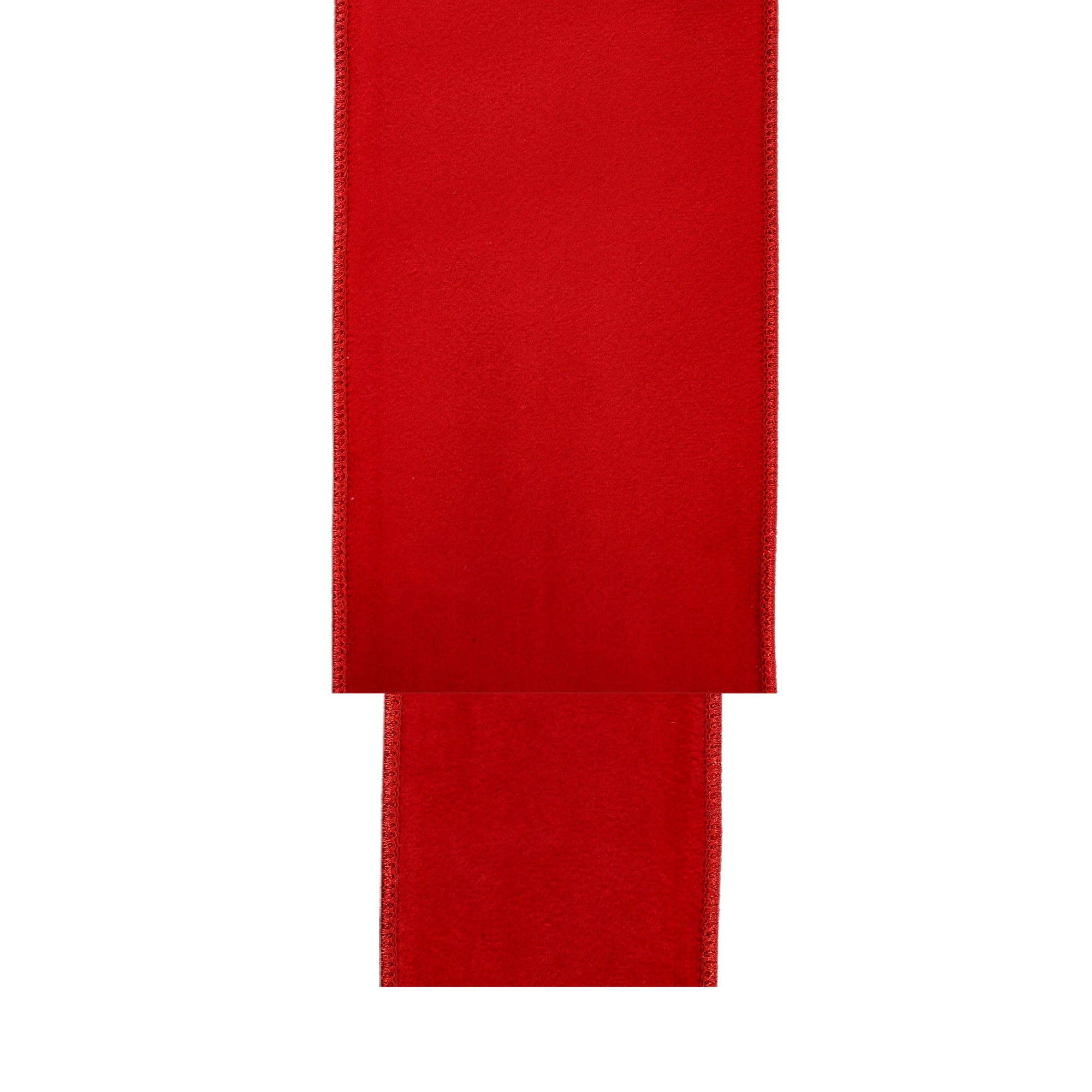LA Ribbons Wholesale - Wholesale Ribbon - Gift Wrapping - 2 1/2 Wired Cozy Velvet Ribbon | Red w/ Double-Fused Metallic Red Dupioni | 10 Yard Roll3