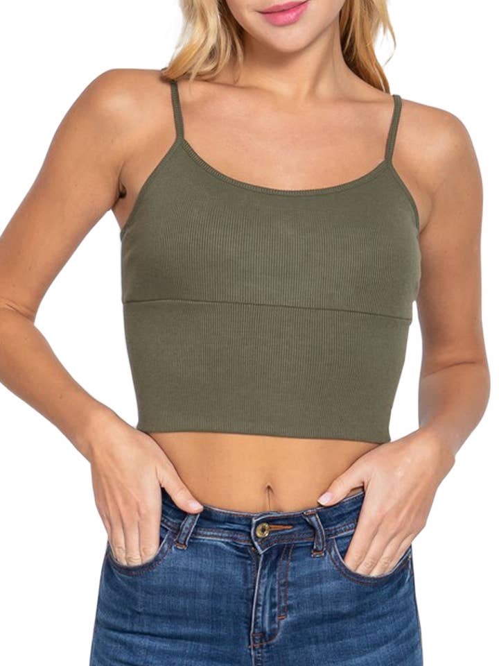 Bra Cup Crop Rib Knit Cami Top for wholesale by Vanilla Monkey