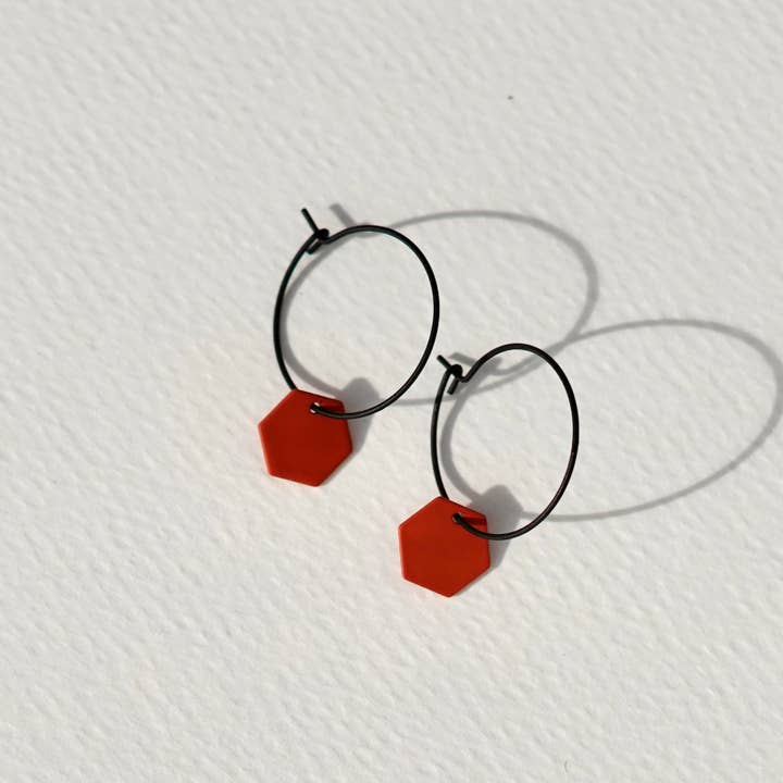 Colour Coated Hexagon Hoops for wholesale by Copper Bee