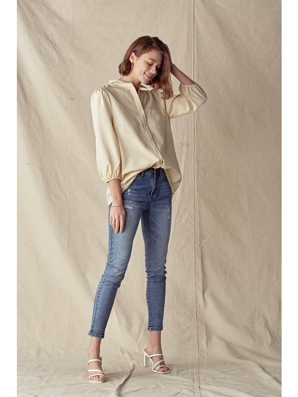 Doe and Rae – Großhandel Hemd mit Button-down-Kragen – Damen – Poet Hemd mit Nadelstreifen - 14037T5