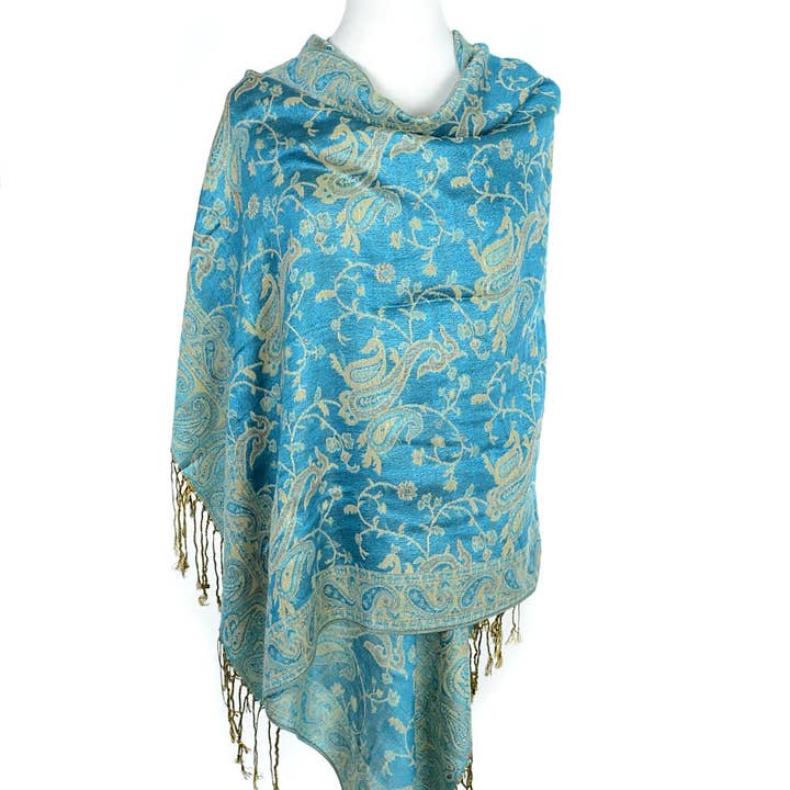 023_20 - One Piece Pasiley Print Pashmina Shawl Scarf for wholesale by Jasper Trading LLC