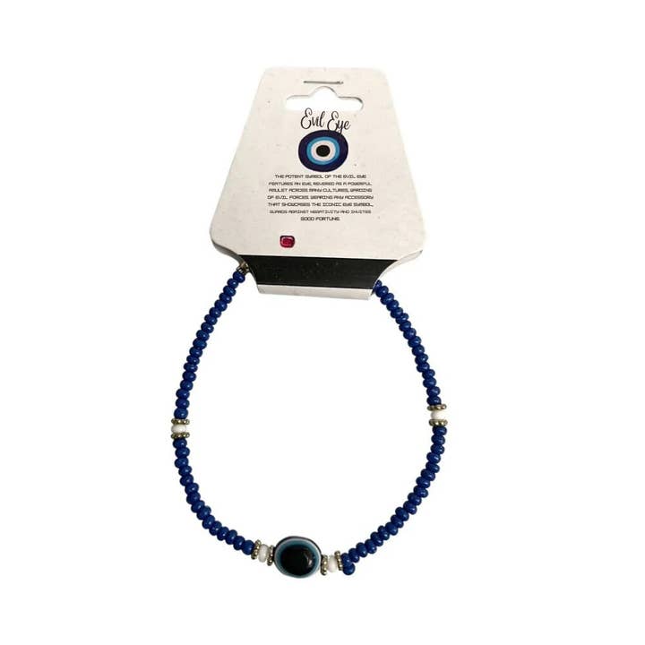 Evil Eye Bracelet - Blue with white Beads for wholesale by Heaven Spring Ltd