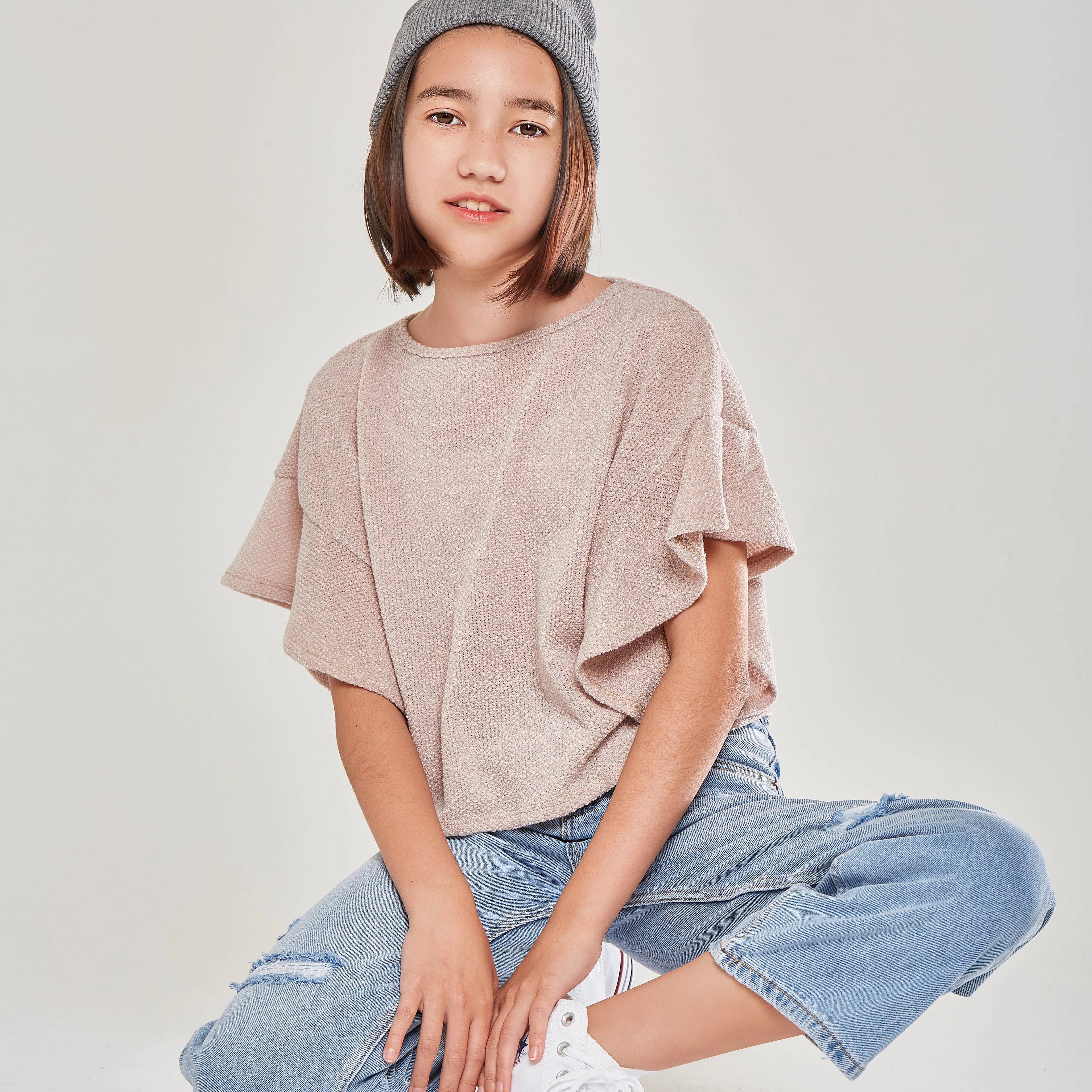 Good Girl - Vendita all'ingrosso Maglione tricot - Bambini - Maglione con volant pullover cropped in maglia grossa13