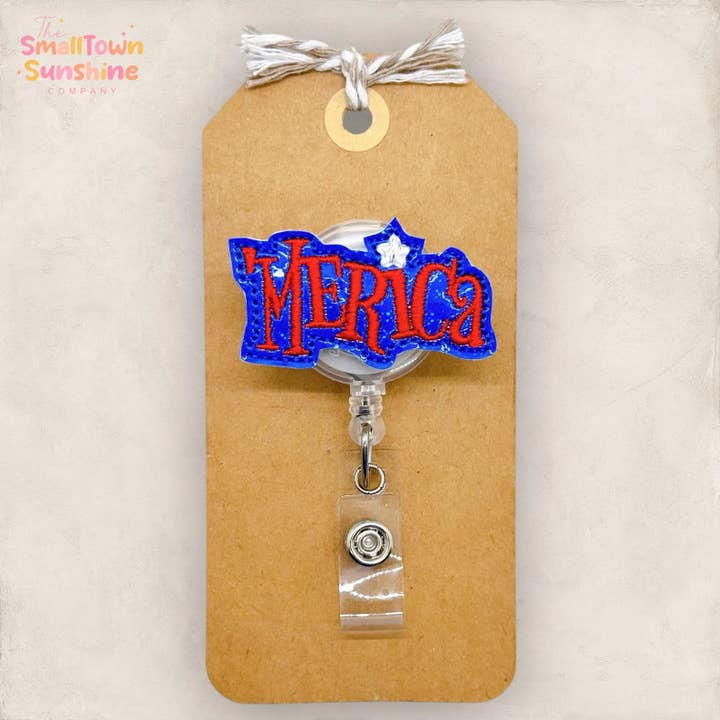 'Merica Badge Reel for wholesale by The SmallTownSunshine Company