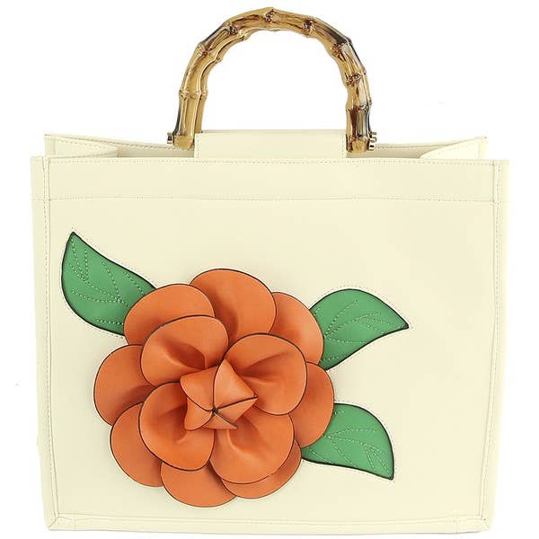 Shop Neighbors - Vente Sac à main avec poignée sur le dessus – femme - SAC À POIGNÉE EN BOIS À FLEURS TENDANCE7