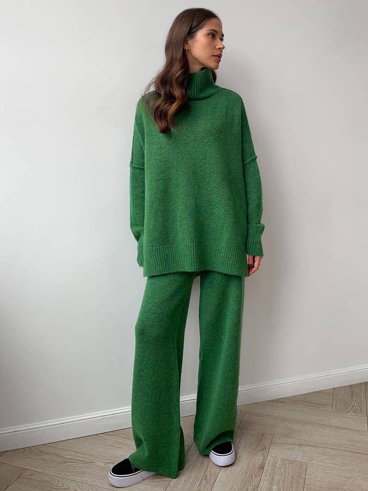 Dipped Shop - Wholesale Lounge Set - Women's - Loose High Collar Knit Sets DPSP122719