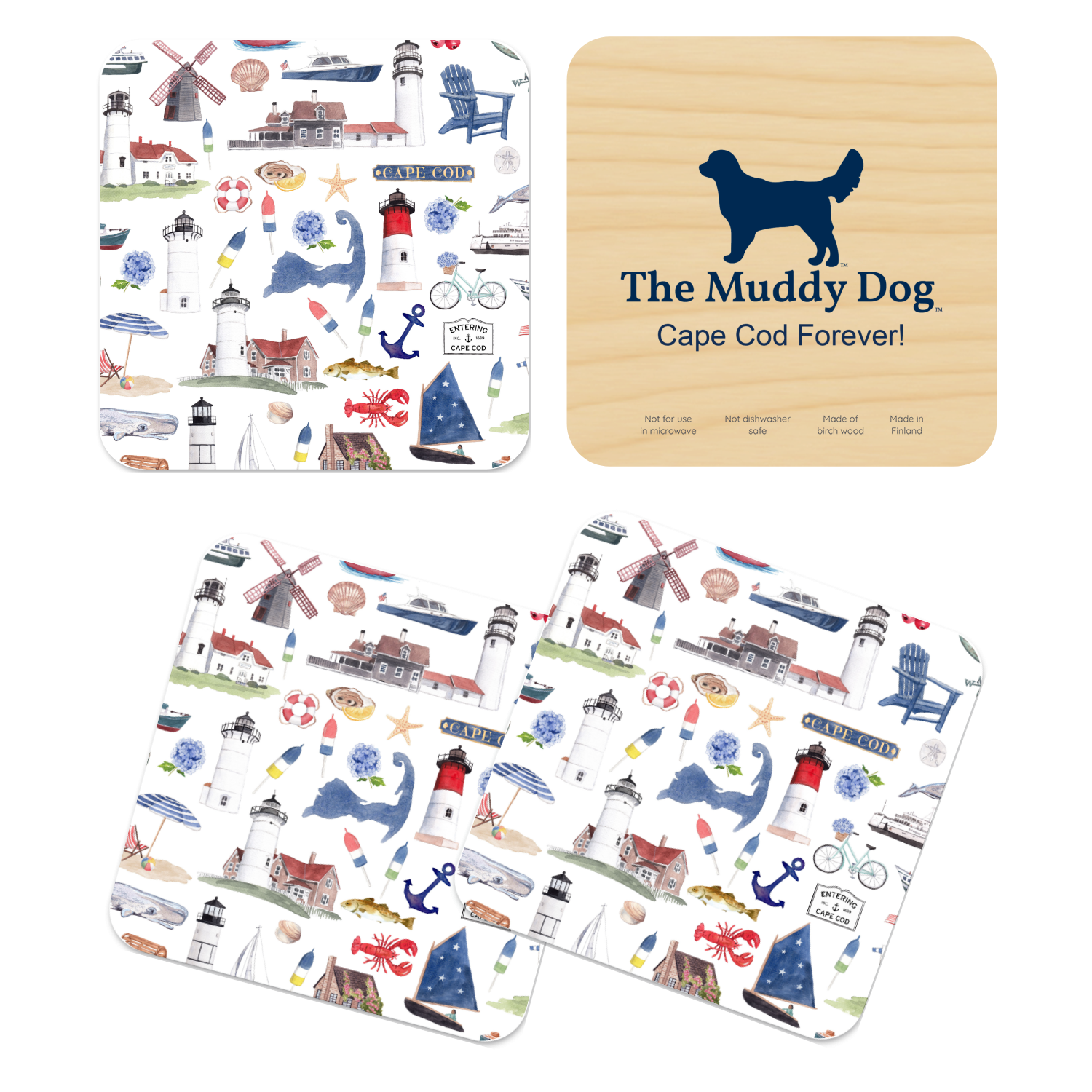 The Muddy Dog – wholesale Decorative tray – Cape Cod Forever! Serving Tray: Three Sizes3