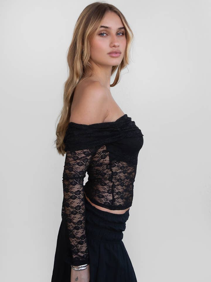 LUCY Stretch Lace Long Sleeve Top 
 TC30223-LUCY for wholesale by TICTOC