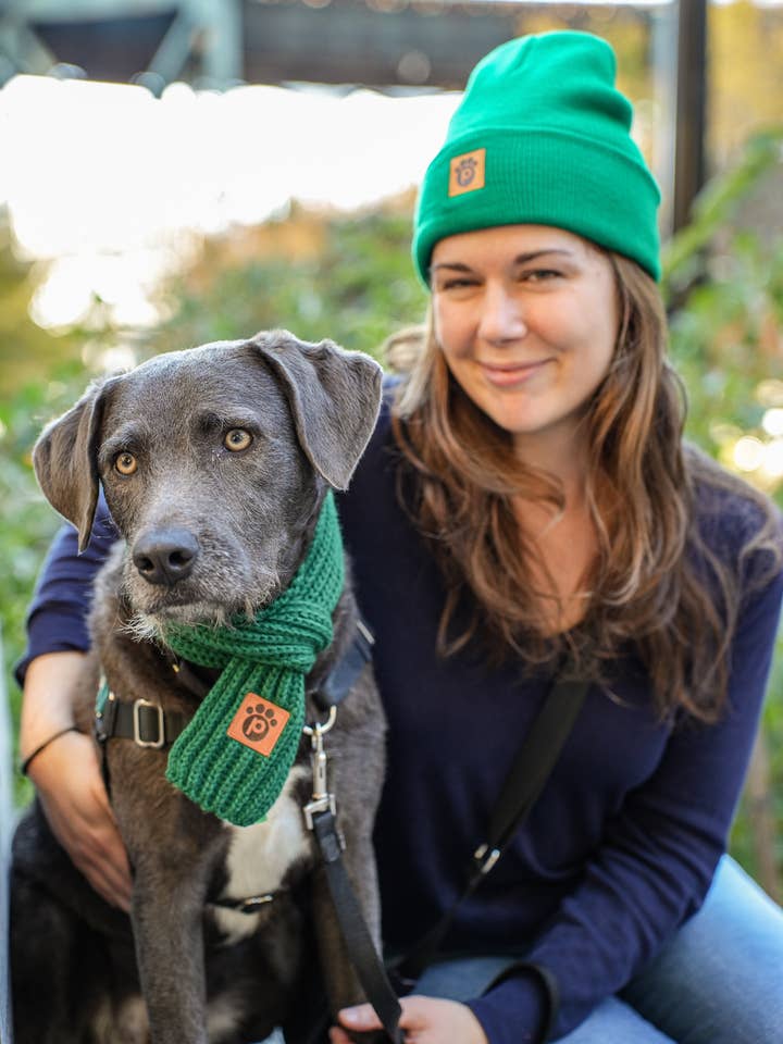 Owner Beanie and Dog Winter Scarf - Emerald Green for wholesale by Pawsbury Lane