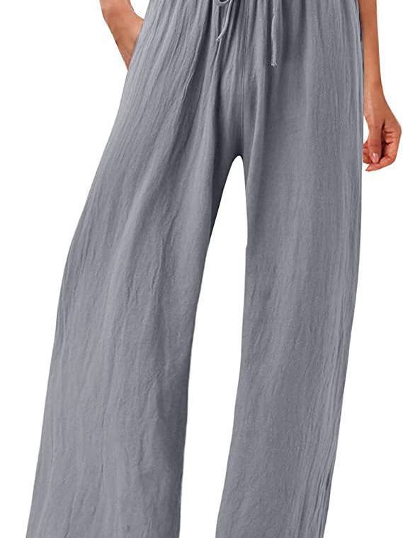 Lily Clothing - Wholesale Pants - Women's - Solid-colored cotton linen loose wide-leg pants8