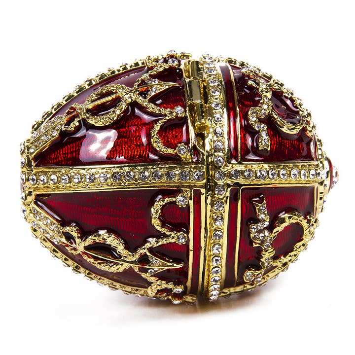 STP - Wholesale Jewelry Box/Organizer - Arrow Egg / Jewelry Box w/ Flower and Pendant in Bordeaux