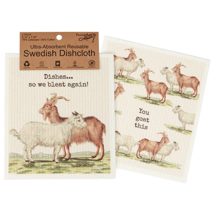 You Goat This Swedish Dishcloth Set for wholesale by Primitives by Kathy