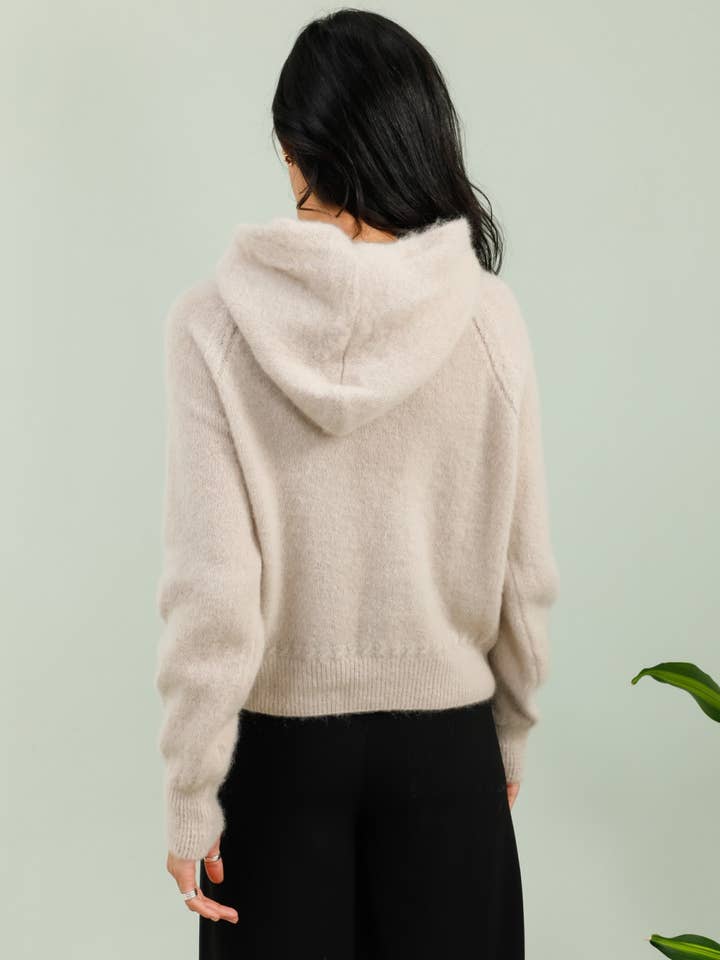 NAÏS PARIS - Wholesale Knit Sweater - Women's - Hoodie-style sweater in kid mohair and merino wool3