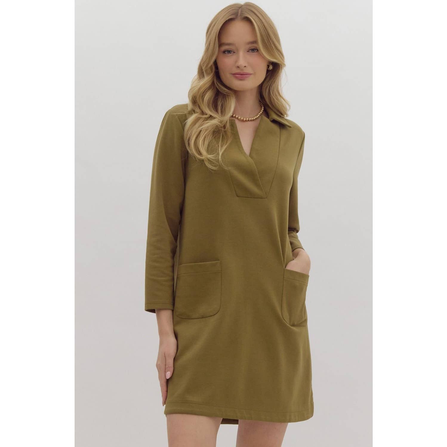 STYLE USA – Engroshandel Kjole - Dame – Massiv minikjole med v-hals krave15