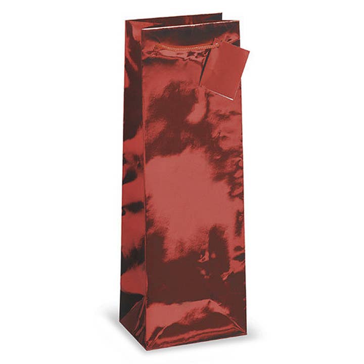 Bolsa de Regalo para Vino de Papel Metálico con Etiqueta Roja 1 Botella 43-159 para venta al por mayor de IWA Wine Accessories