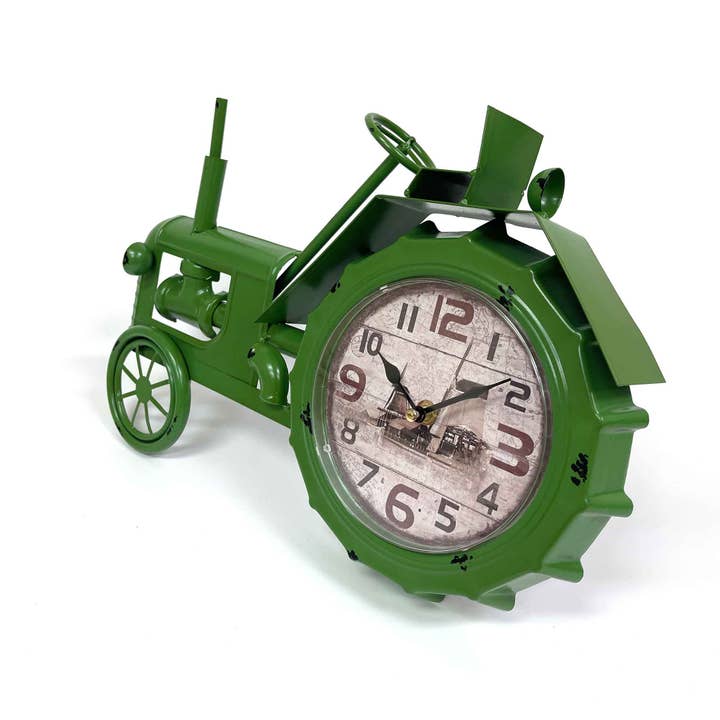 Vintage Green Tractor Table Clock for wholesale by Boxman