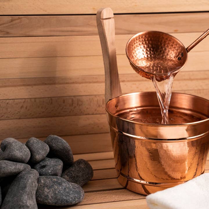 ANATOLIACRAFT - Wholesale Bath & Body Set - Handmade Copper Sauna Bucket and Ladle Set | Solid Copper Spa Accessories | Hammam Copper Bathroom Accessories