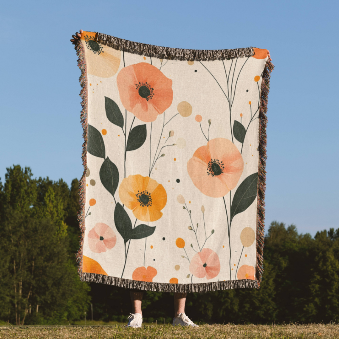 Havelli Studio - Wholesale Throw Blanket - Minimalistic Flower Aurora Glow Woven Blanket1