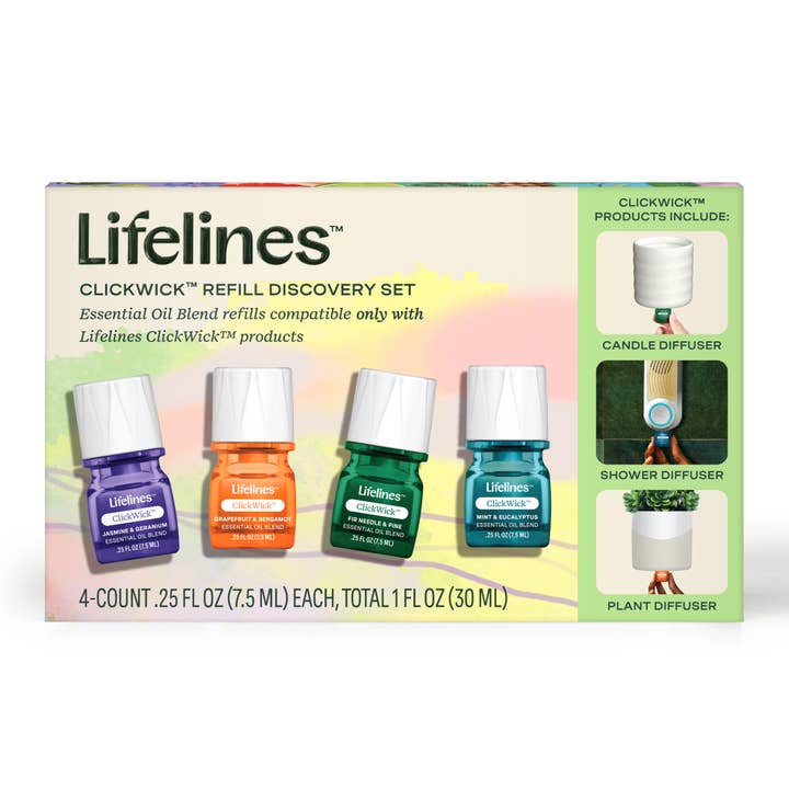 Lifelines - Wholesale Essential Oil - Essential Oil Blends ClickWickâ„¢ Refills 4-pk Discovery Set