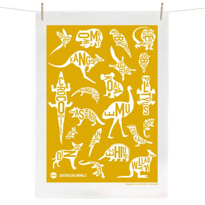Australian Animals Tea Towel for wholesale by Burbia
