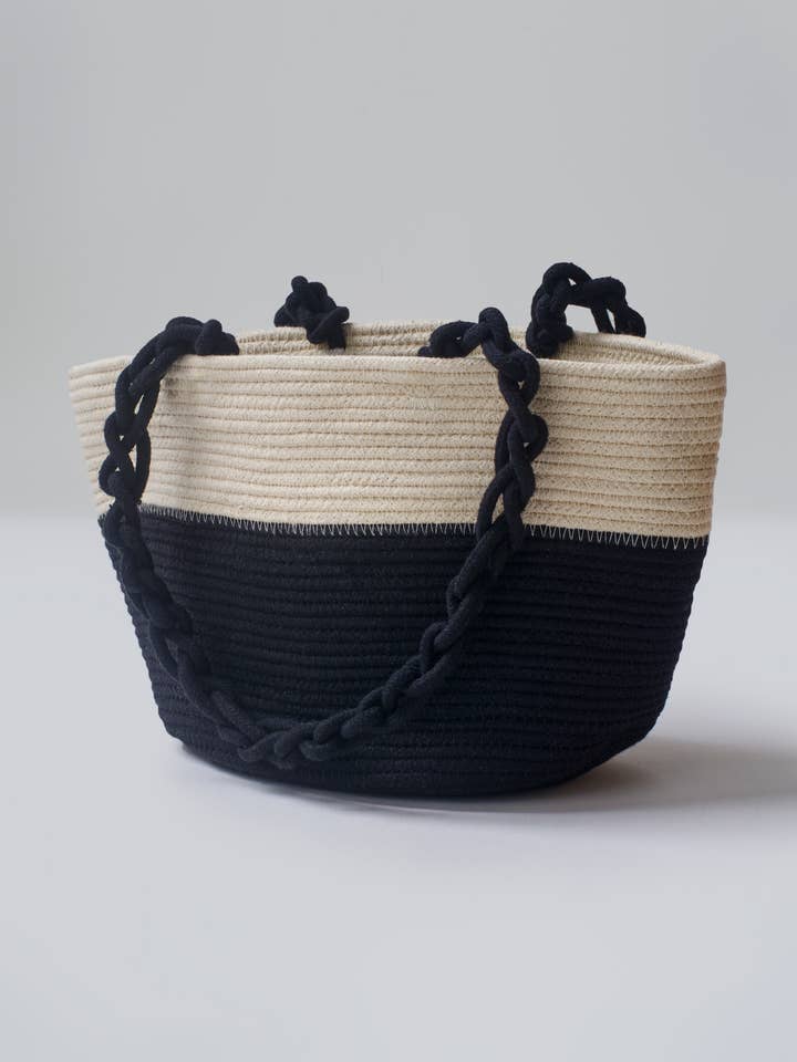 Borsa a Tracolla a Righe con Manici Intrecciati per la vendita all'ingrosso da parte di Atolia Designs