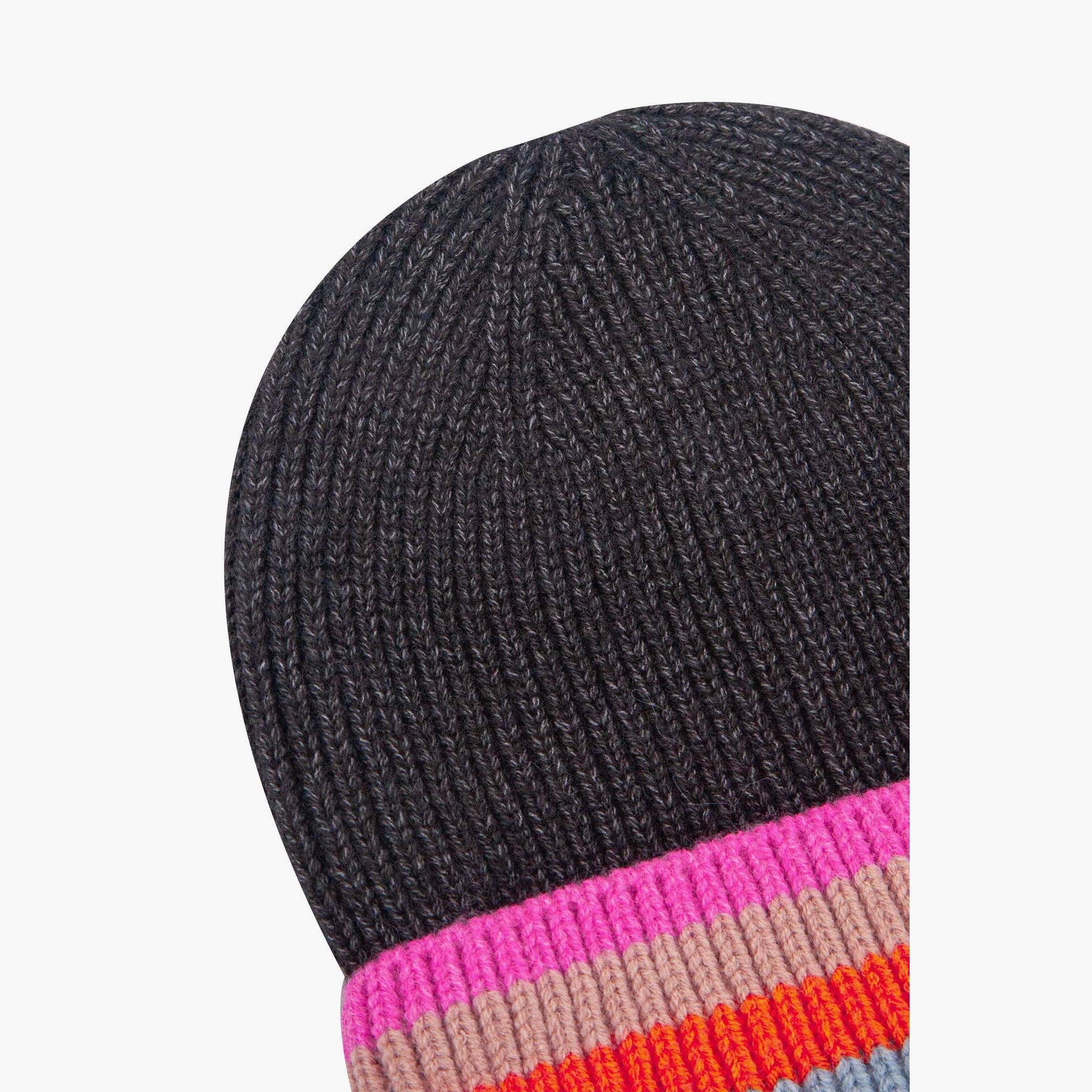 Sarta Accessories - Wholesale Beanie - Women's - Delta Dark Grey Rainbow Stripe Beanie Hat2