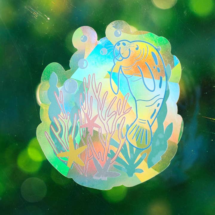 Ten By Ten - Wholesale Suncatcher - Manatee Suncatcher Sticker Rainbow Maker Window Decal0