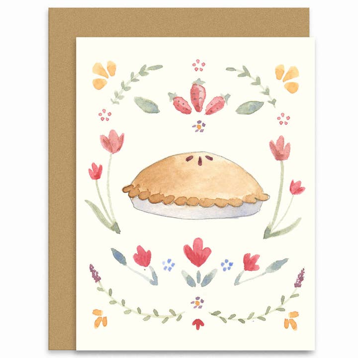 Lindsay Blevins Illustration - Wholesale Everyday Greeting Card - Pie with Flowers Card