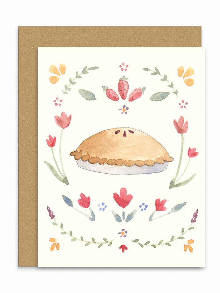 Pie with Flowers Card for wholesale by Lindsay Blevins Illustration