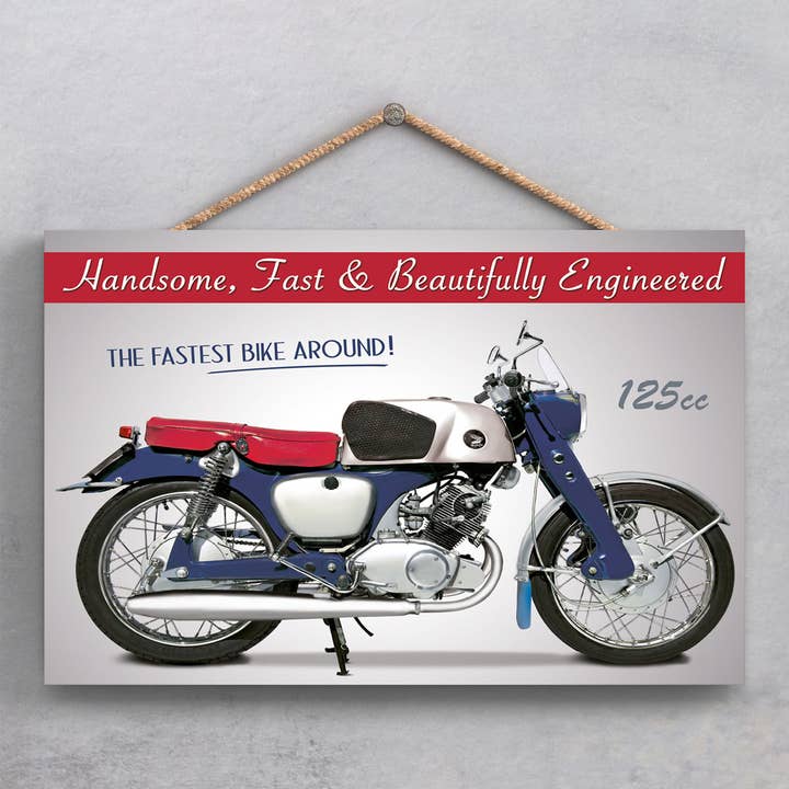 P1933 - Honda motorcykel plakat stil træ hængende plakat for engroshandel hos Vivid Squid Wholesale