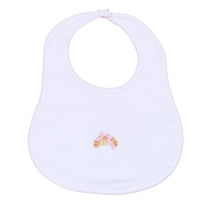 Petit Croissant Embroidered Bib for wholesale by Magnolia Baby