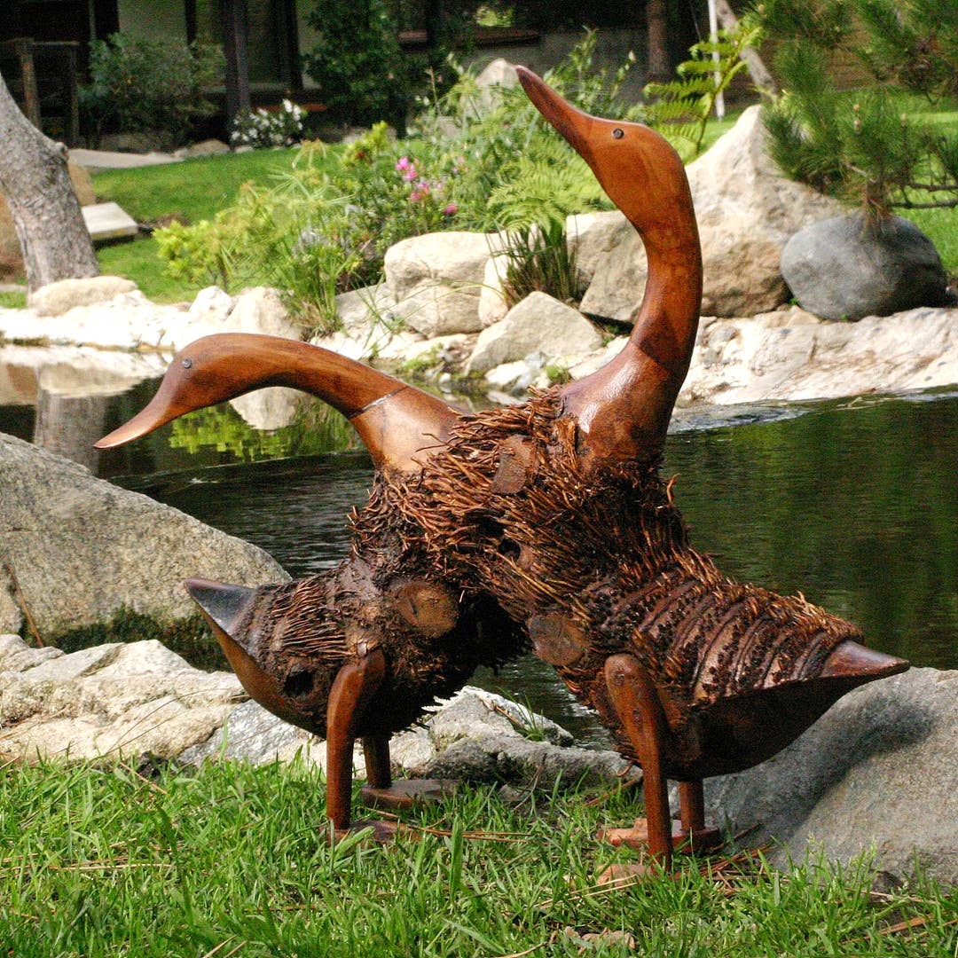 Garden Age Supply - Vente Sculpture - Décoration en forme de racine de bambou, canard0
