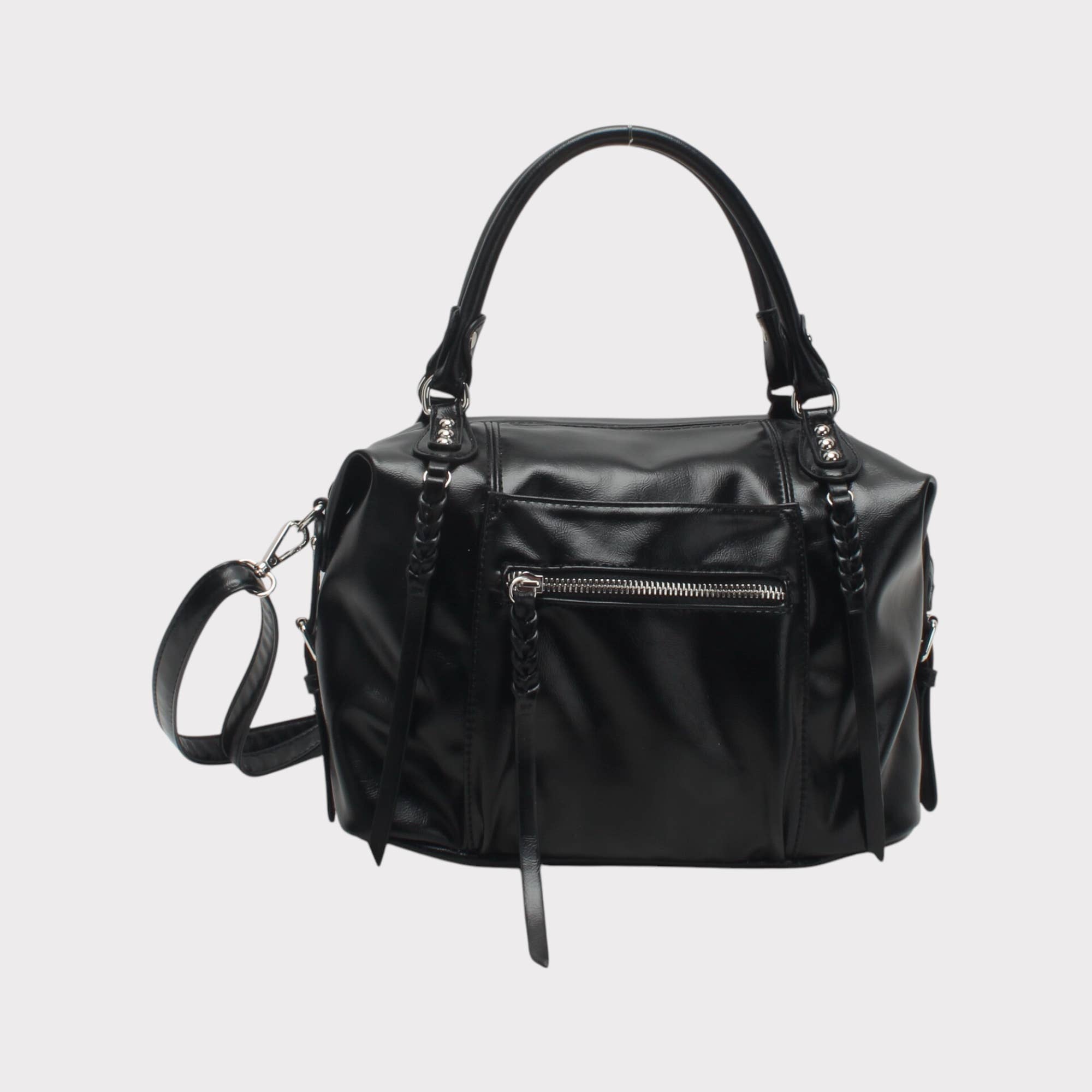 BESTINI - Wholesale Top Handle Bag - Women's - Small vintage bowling bag with multiple zips5