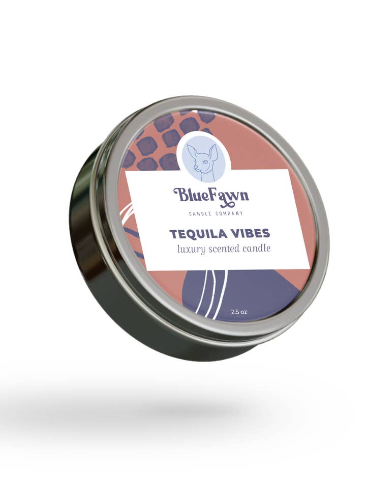 Tequila Vibes - Pomegranate Tin Scented Candle for wholesale by Blue Fawn Candle Company
