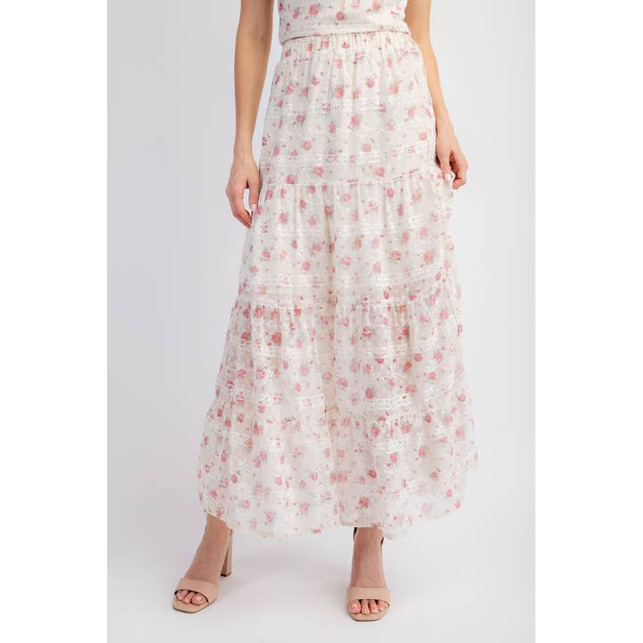 CREMA Gonna a balze stampata floreale ricamata Cs4395 in vendita all'ingrosso su Faire