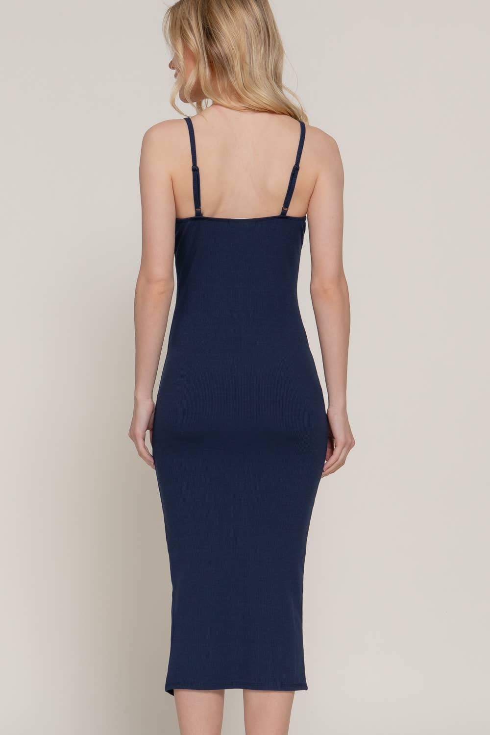 Active Basic | Active USA - Wholesale Jurk - Dames - Cami midi-jurk met knoopsluiting en rib17