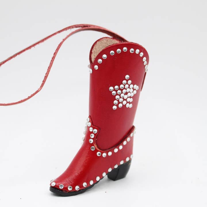 Sunflower Handmade leather inc - Wholesale Ornament - leather cowboy boots with sparkling rhinestones ornaments