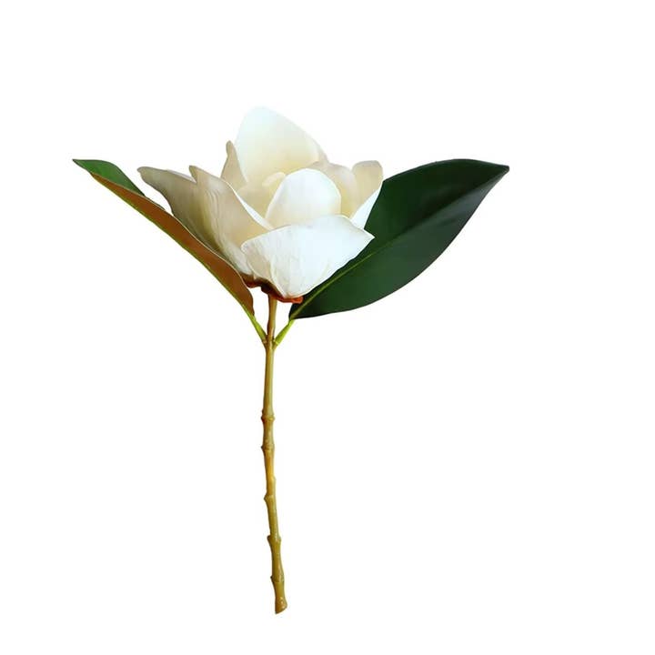 Angel Isabella - Wholesale Artificial Flowers - Realistic 6-8"Large bloom Magnolia Flower with Leaves8