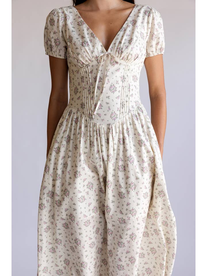 JD7949 - FLORAL FIT AND FLARE MIDI DRESS for wholesale on Faire7