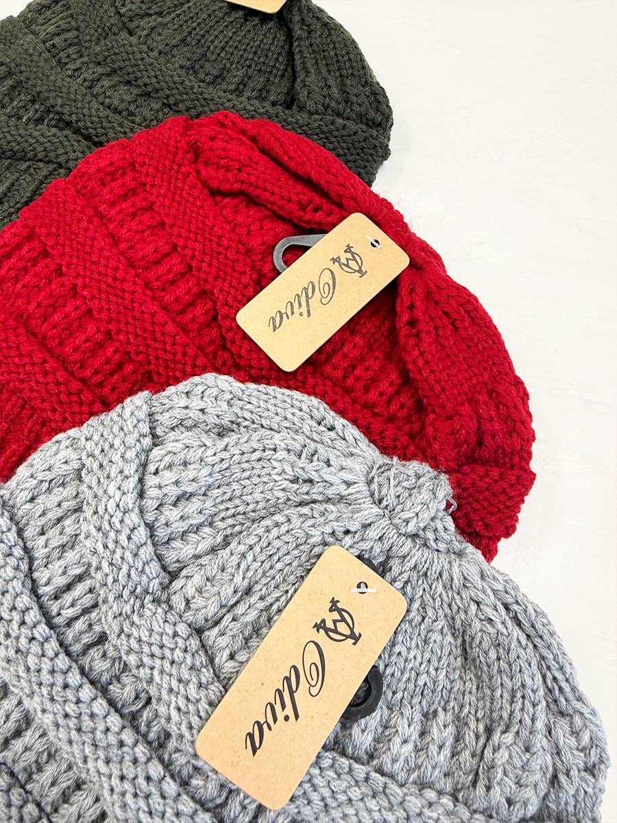 assorti Bonnets en maille côtelée pour queue de cheval en vente sur Faire14