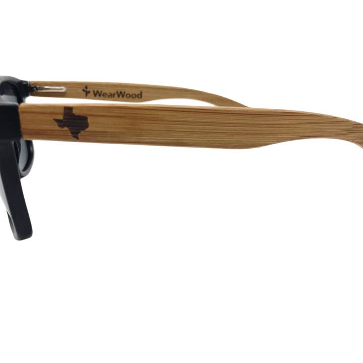 State of Texas Classic Black Bamboo Sunglasses for wholesale by WearWood