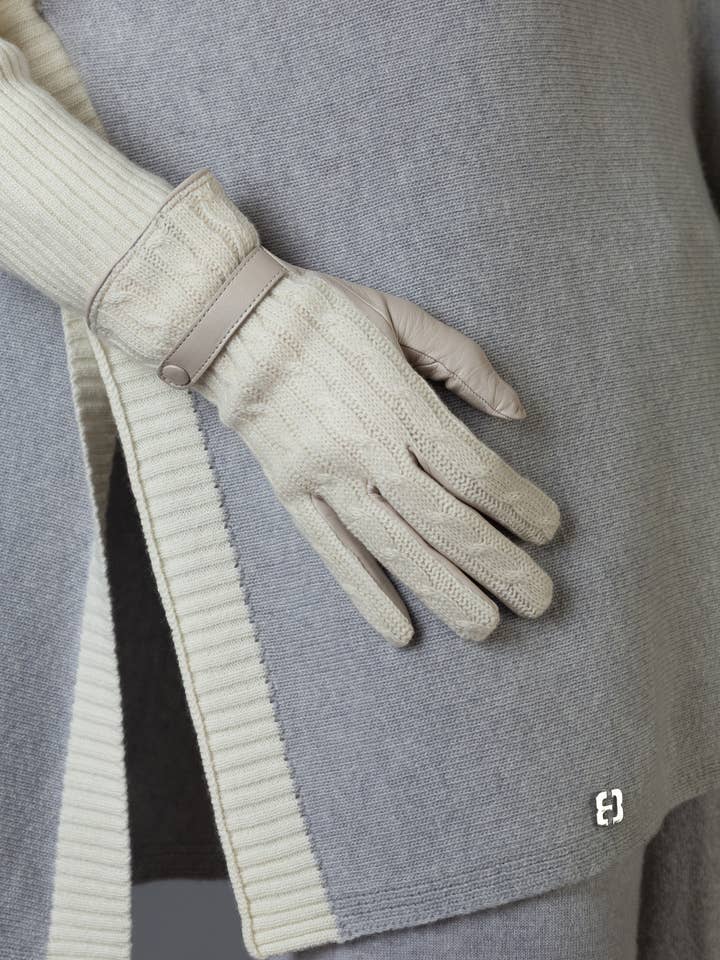 Nappa Glove with Cashmere Blended Braided Knit for wholesale by Bruno Carlo