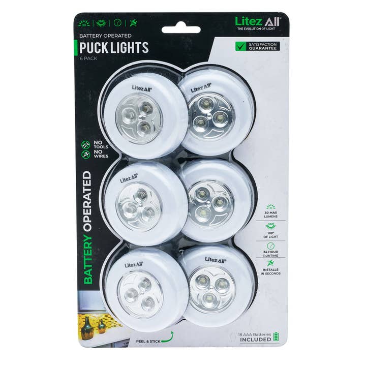 LitezAll - Wholesale Accent/Desk Lamp - LitezAll LED Puck Light 6 Pack19