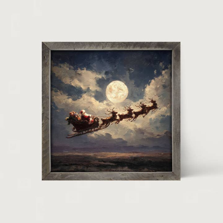 ginger blue - Wholesale Art Print - Santa Flying under Full Moon2