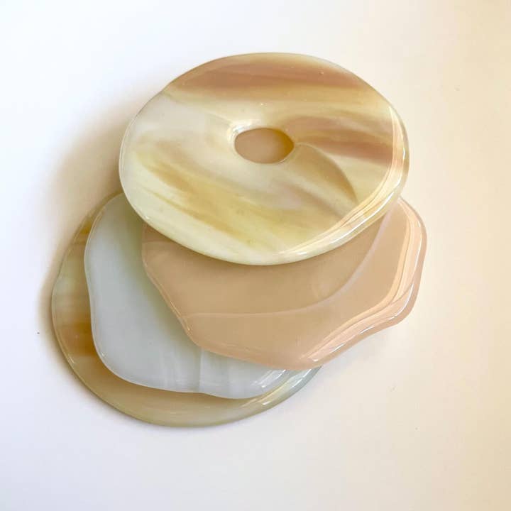 Glass Bagel and Lox Coaster Set for wholesale by Colin Adrian Glass