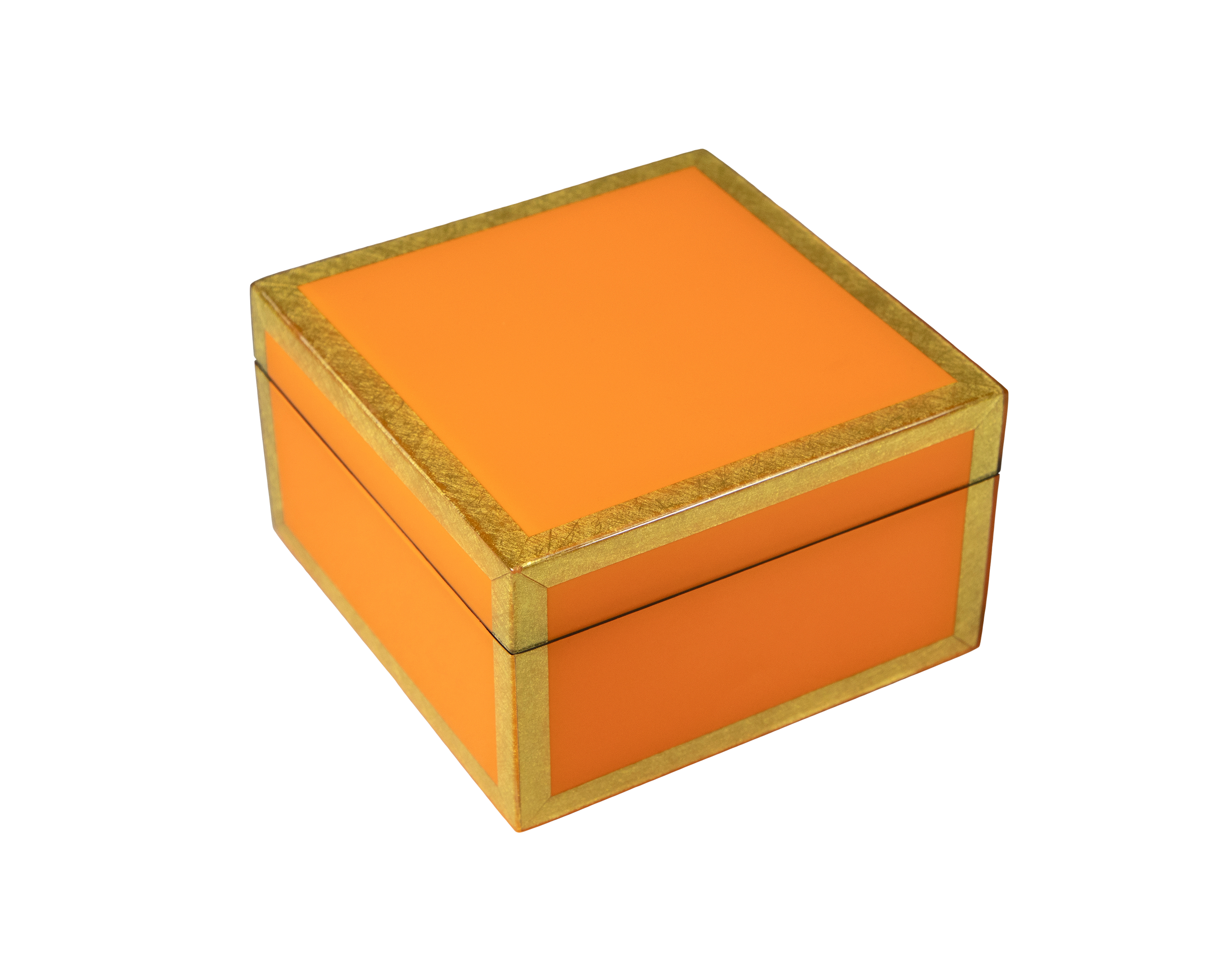 Pacific Connections - Wholesale Decorative Box - Orange with Shine Gold Leaf Trim - Square Box - L-31FSOSGL1